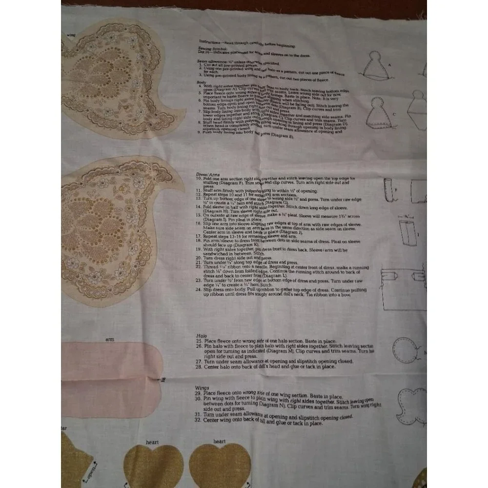 Keepsake Crafts V.I.P. Screen Print Christmas Angel Fabric Panel For Sewing